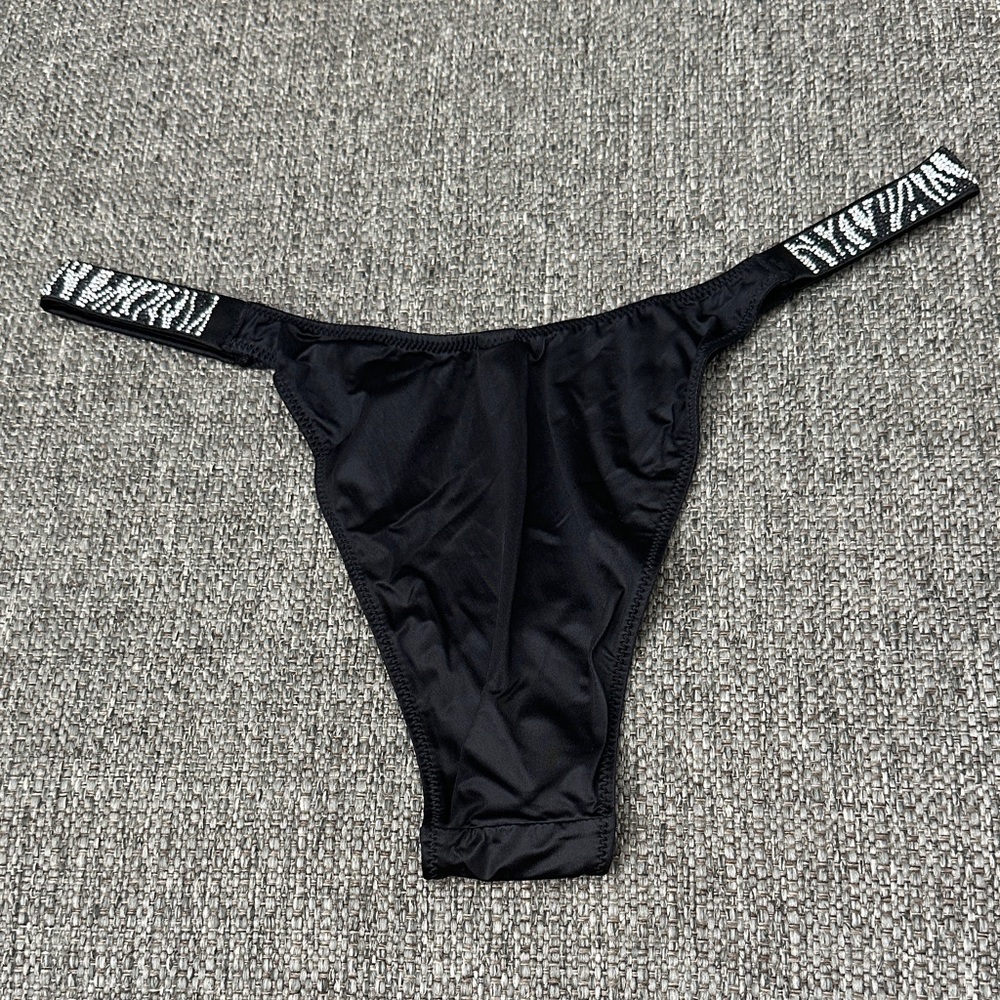 Victoria’s Secret Very Sexy Satin Black Brazilian Panty with Zebra Accent